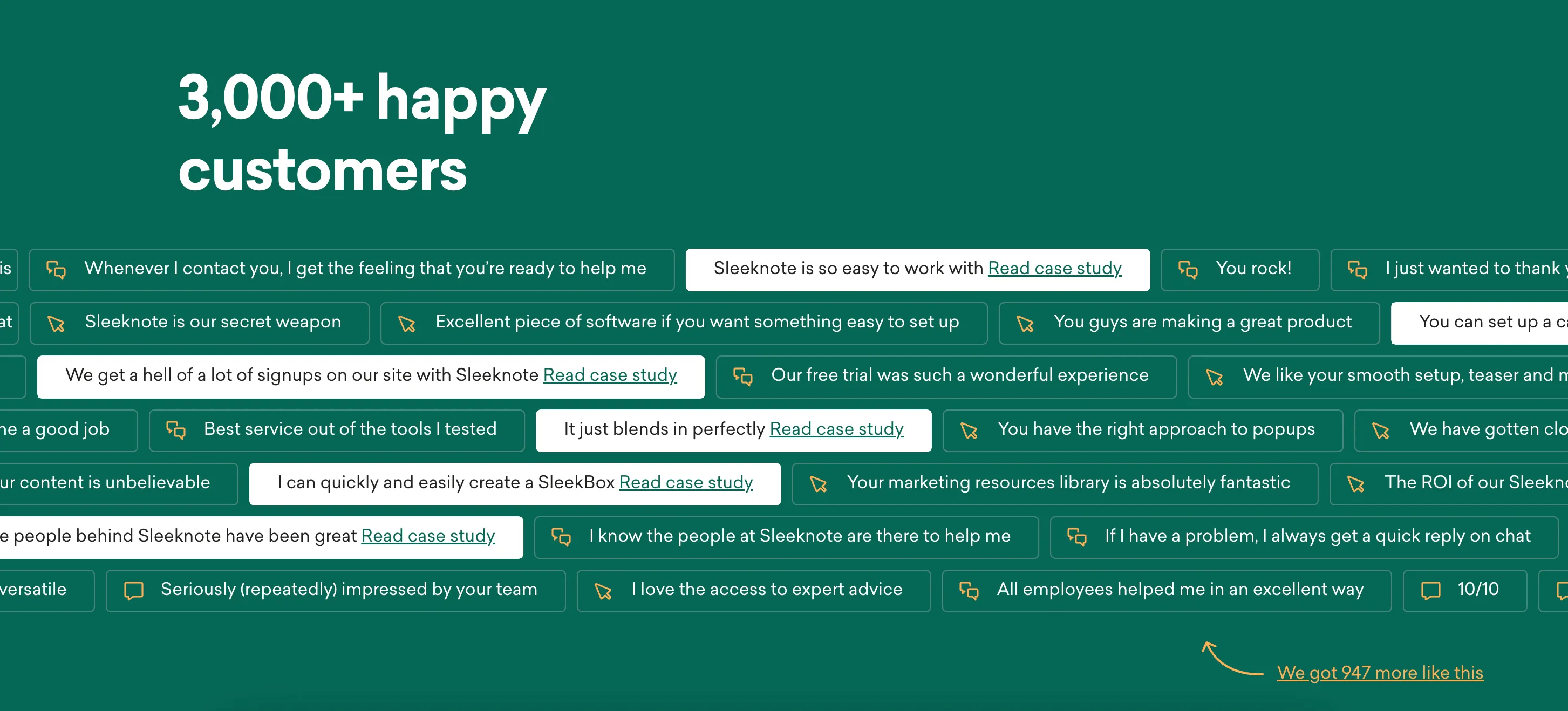 Sleeknote: Mini testimonials